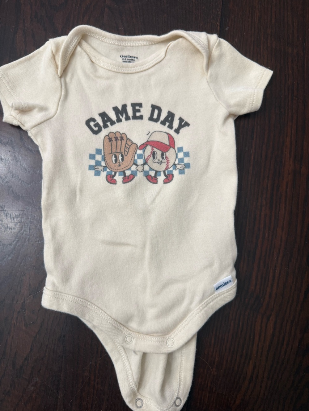 Gerber Cream 'Game Day' Baseball Graphic One-Piece Bodysuit *bundle opportunity*